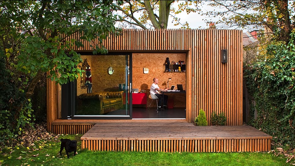 Outdoor Office set in a garden in the uk 