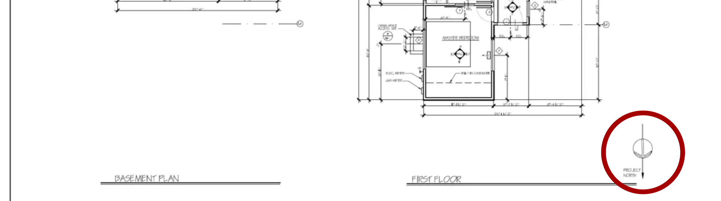 north star icon on a structural engineer drawing